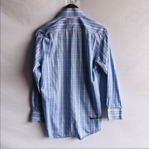 Men's English Laundry Blue & White Plaid Button Down Shirt - Picture 7 of 9